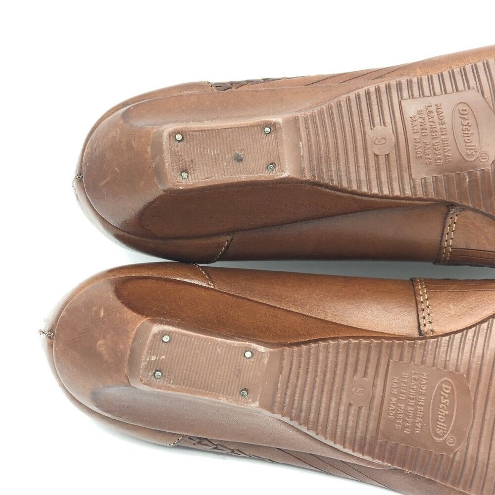 Dr Scholls brown leather embroidered slip on pumps kitten heel sz 9 - Picture 10 of 11